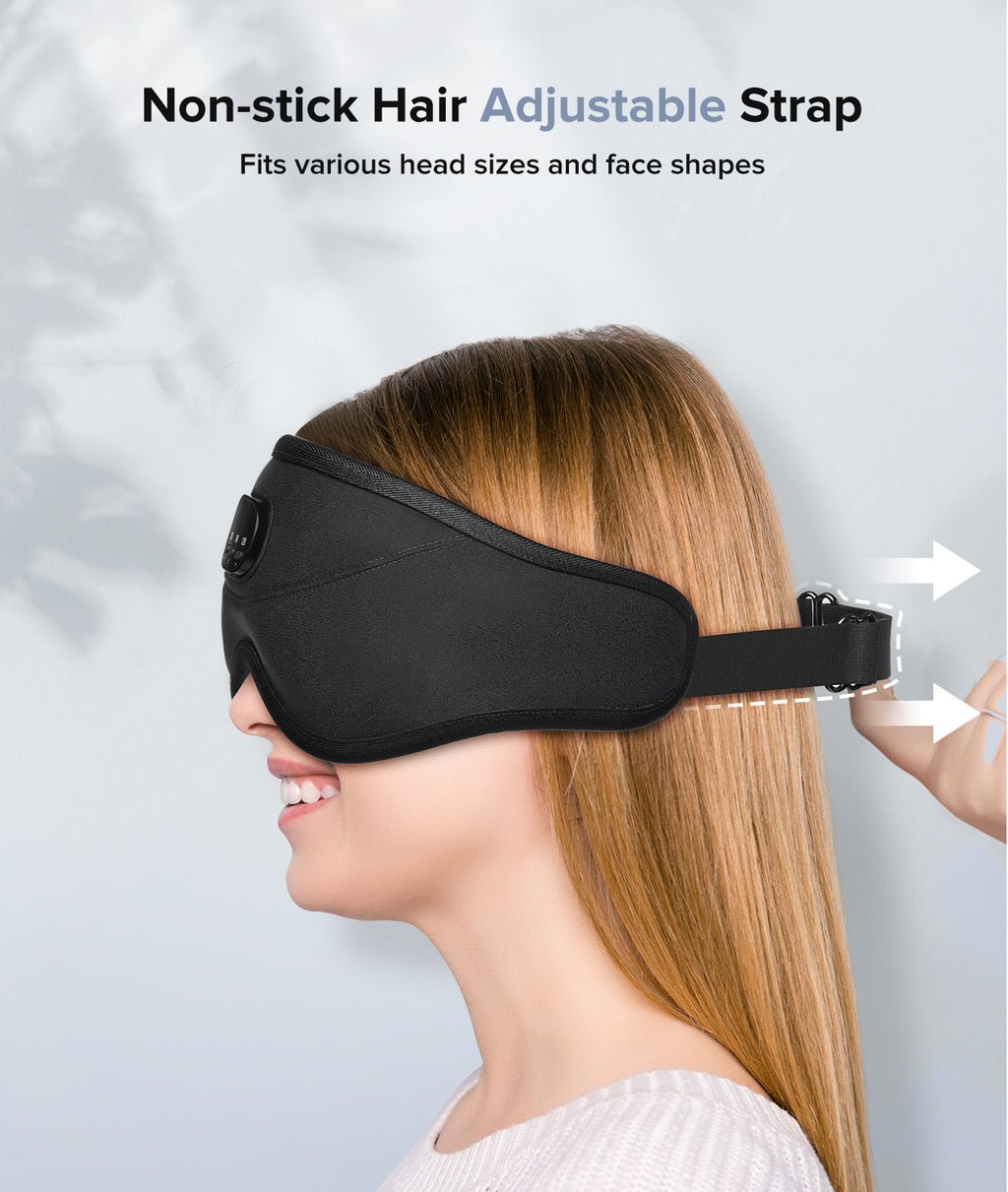 Bluetooth sleep mask with music and eye comfort with complete darkness