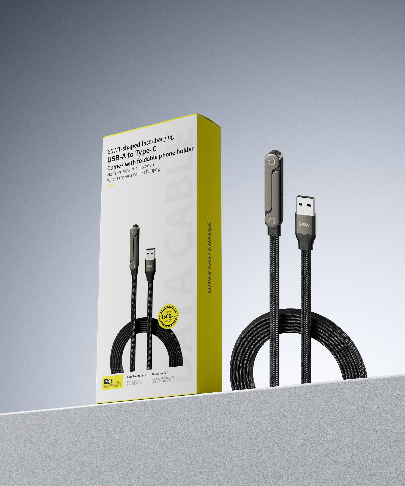 Turbo charging cable with stand and does not get in the way