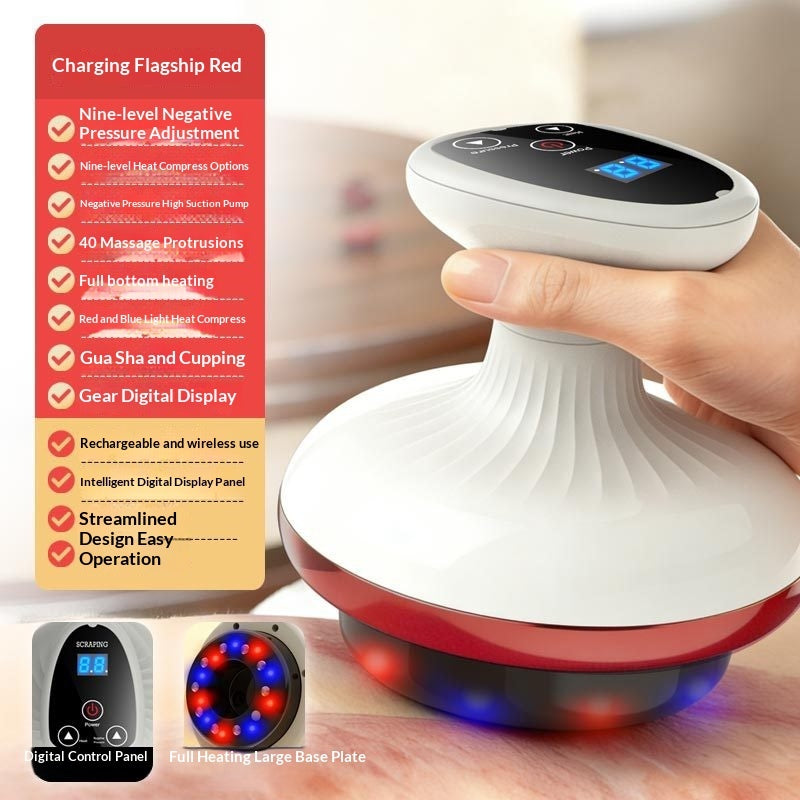 Electric rechargeable cupper with massaging and heat combo for therapy at home