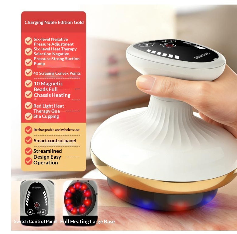 Electric rechargeable cupper with massaging and heat combo for therapy at home