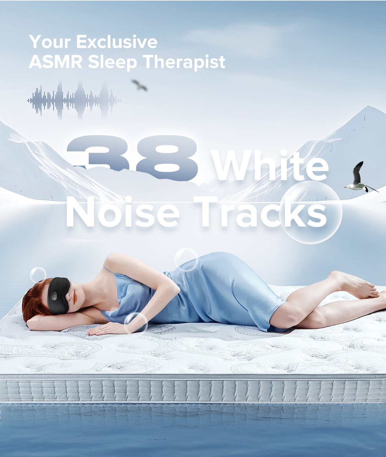 Bluetooth sleep mask with music and eye comfort with complete darkness