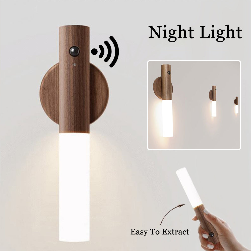 Rechargeable LED motion sensor light with fancy wood combo