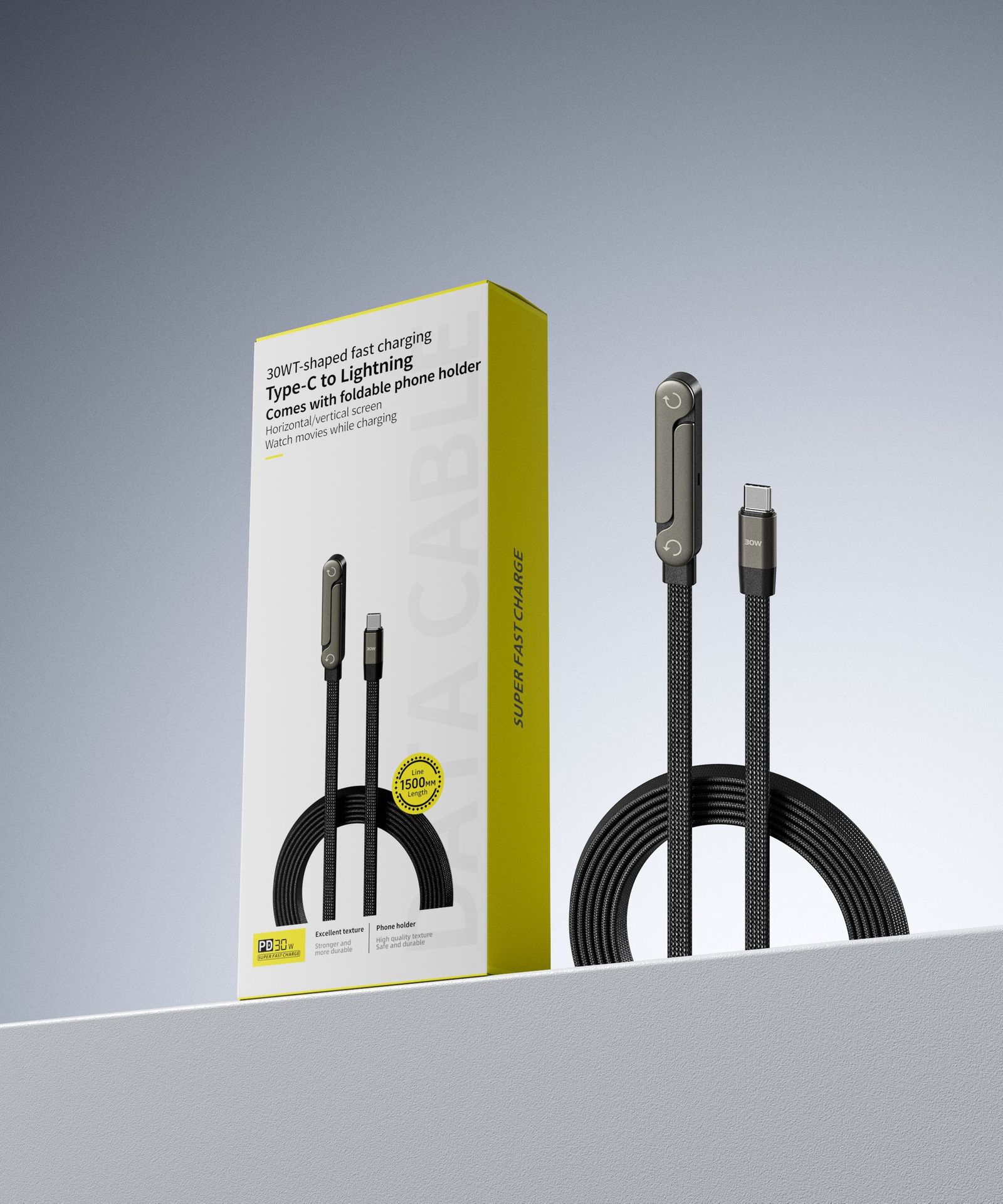 Turbo charging cable with stand and does not get in the way