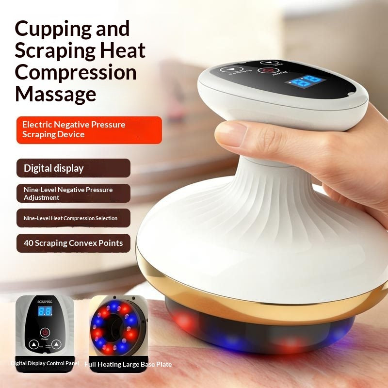 Electric rechargeable cupper with massaging and heat combo for therapy at home