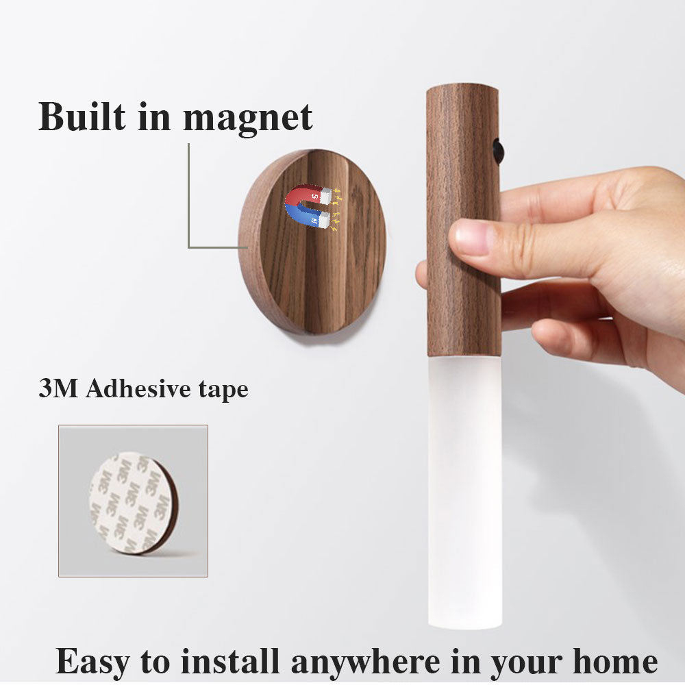 Rechargeable LED motion sensor light with fancy wood combo