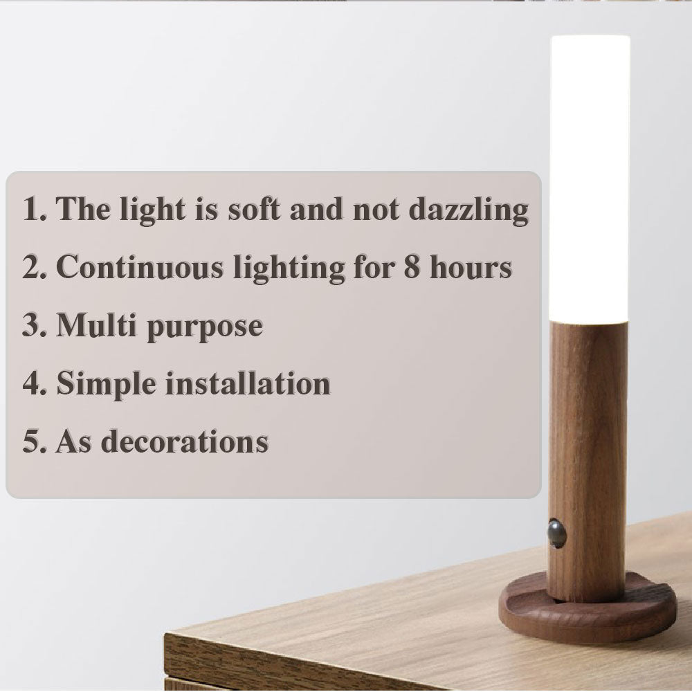 Rechargeable LED motion sensor light with fancy wood combo