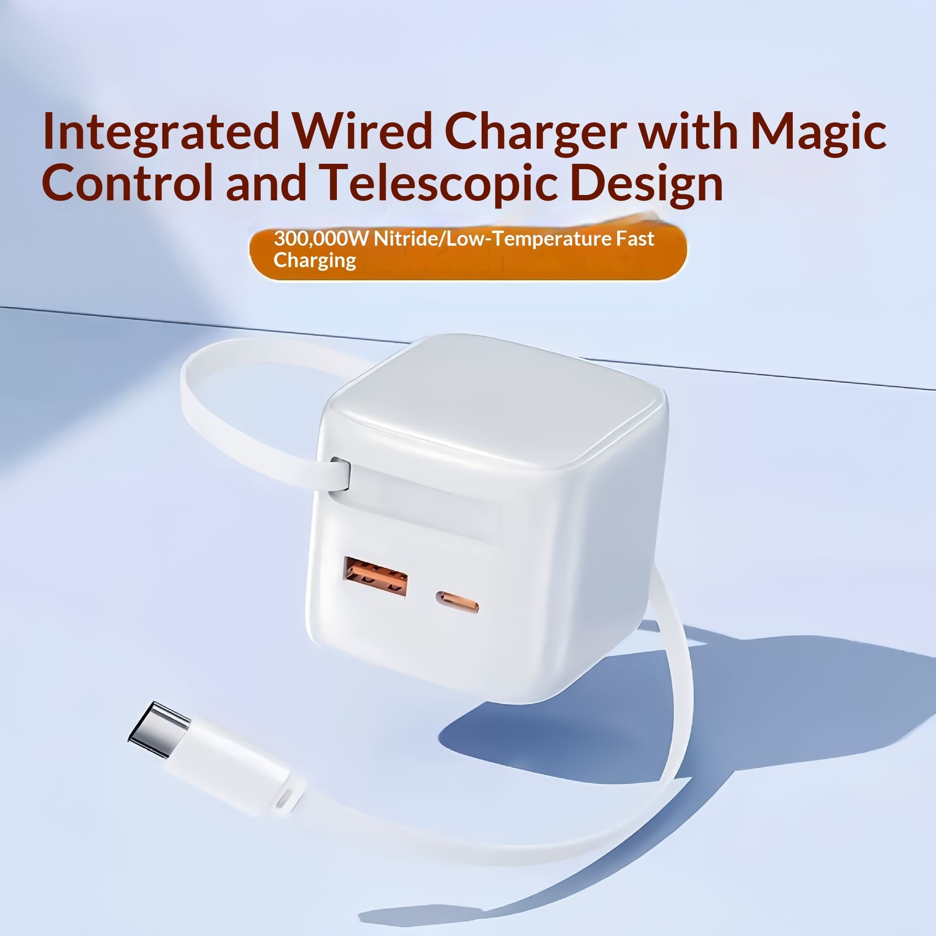 30W GaN Retractable Fast Charger Compatible With AC Multi-port Chargers