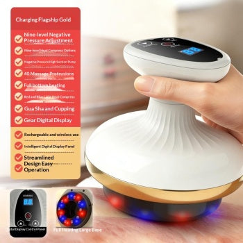Electric rechargeable cupper with massaging and heat combo for therapy at home